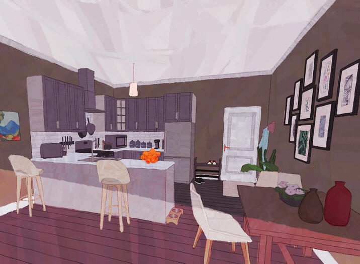 Colored version of a layout I created for my student film &quot;Growing Pains&quot; - Made in Procreate - 2 hrs