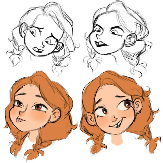 This expression sheet was created for a personal project titled &quot;Evergreen&quot; - Made in Procreate - 1 hr
